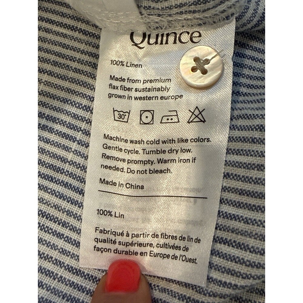 NWT Quince European Linen Sleeveless Swing Dress Women’s L Blue White Pinstripe - Picture 4 of 9
